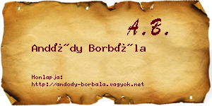 Andódy Borbála névjegykártya